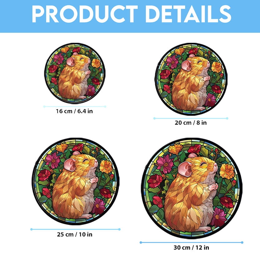 Stained Glass Window Hanging Ecstatic Golden Hamster, Valentine’s Day Decor, Festival Gift Ornament, Christmas Ornament Gift, Mother’s Day Keepsake, Keepsake 2025
