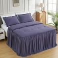 thumbnail image 3 of Chezmoi Collection Sinclair 3-Piece Ruffle Skirt Bedspread Set, Soft Lightweight French Country Chic Farmhouse Crinkle Texture Microfiber Bedding, King, Dusty Purple, 3 of 9