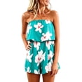 thumbnail image 3 of Gyexs Strapless Jumpsuits for Women Boho Floral Summer Casual Rompers 2026 Beach Vacation Clothes, Green Size XXXL, 3 of 5