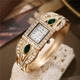 thumbnail image 3 of New Square Diamond-Encrusted Bracelet V-shaped Water Drop Gemstone Women's Quartz Watch, 3 of 7