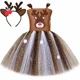 thumbnail image 4 of Disfraz de reno y ciervo para niñas, vestido de Navidad con tutú de ciervo marrón brillante, ropa de fiesta de Navidad para niños pequeños y Halloween, 4 of 5