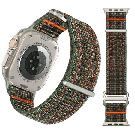 Sport Nylon Loop Band Compatible with Apple Watch Bands 38mm 40mm 41mm for Women Men, Adjustable Breathable Braided Straps for iWatch Series 9/8/7/6/5/4/3/2/1/SE/Ultra, Orange