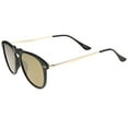 thumbnail image 3 of sunglassLA Unisex Modern Keyhole Bridge Horn Rimmed Colored Mirror Lens Aviator Sunglasses (Black-Gold / Gold Mirror) - 53mm, 3 of 4
