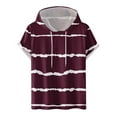 thumbnail image 1 of FAIWAD Men's Short Sleeve Hoodies Sweatshirt Striped Print Drawstring Athletic Lightweight Hoodies Tops, 1 of 4