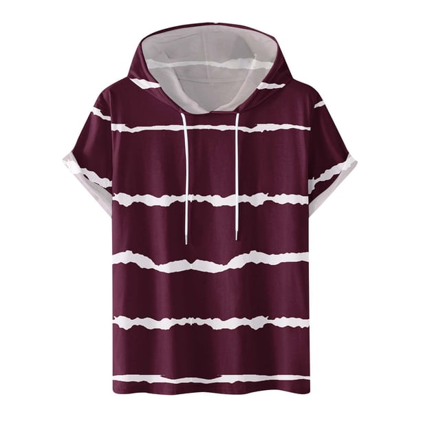 Pantalones Cortos Casuales para Hombre Impresión Digital Pullover Camiseta con Capucha Deportiva de Fitness, Blusa de Cuello Redondo de Poliéster para Al Aire Libre, Diaria Y Toda la Temporada