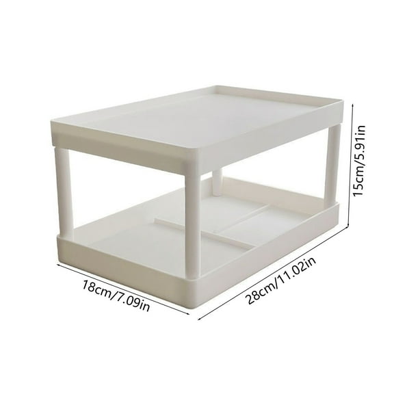 Yulucky Plastics Rack,White Plastic 2-Tier Storage Shelf Organizer for Kitchen Bathroom Office-11.02 x 7.09 x 5.91 Inches-Space-Saving Desktop Display