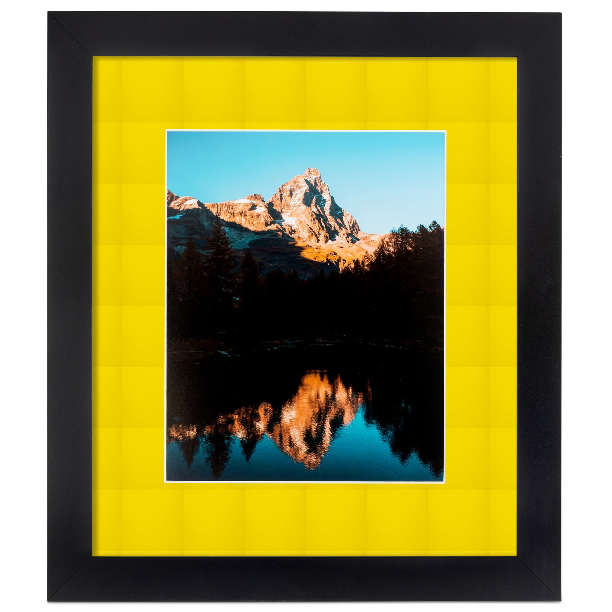 ArtToFrames 14x14" Matted Picture Frame with 10x10" Single Mat Photo Opening Framed in 1.25" Satin Black and 2" Canary Mat (FWM-3926-14x14)