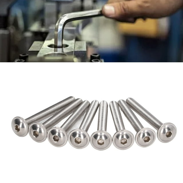 Kit de Vis à Tête Bouton à Bride, Prévention Chimique Boutons Tête Douille Roulement Plus Grand Résistance à la Corrosion A2-70 Acier Inoxydable pour Bois