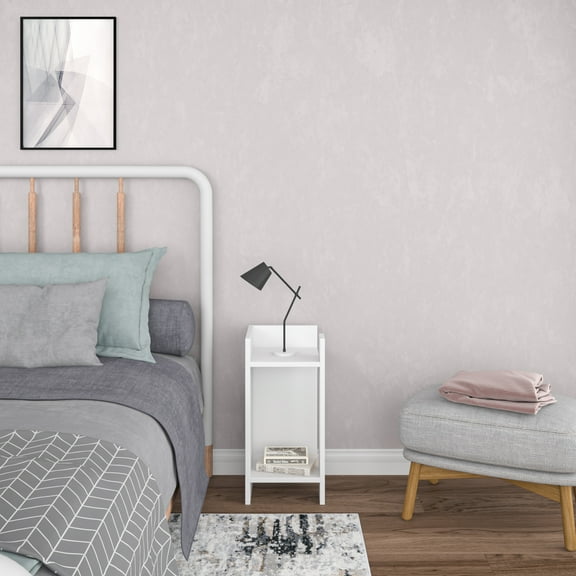 Ada Home Decor Furniture White 2 Tier Nassau Nightstand