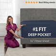 thumbnail image 4 of DeaLuxe Bedding 16” California King Extra Deep Pocket Sheet - Hotel Luxury Extra Soft Cooling Bed Sheet - 4 piece Bed Sheet Set - Perfectly Fit 14”-18” Inch Mattress - Navy Dark Blue, 4 of 8