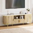 thumbnail image 5 of 70in Fluted TV Stand, Curved Profile Sliding Doors Design TV and Media Console Table with Faux Marble Top and Adjustable Shelves, Entertainment Center for Living Room, Bedroom, 5 of 7
