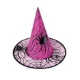 thumbnail image 2 of BRGZLK Adults Halloween Witches Hat Halloween Spider Web Wide Brim Pointed Witch Hat Festival Party Costume Hats, Witch Costume Accessories Pink Free Size, 2 of 4