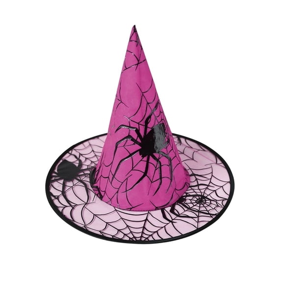 BELTNOV Halloween Witches Hat Spider web Witch/Wizard Hats Unisex Party Accessory Pink