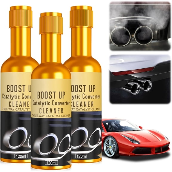 Timeno 3Pcs Catalytic Converter Cleaner, Boost Up Catalytic Convertor Cleaner, Pipe Carbon Removal Cleaner Treatment Additive Oil, Fuel System Treatment Oil Additive for Gas and Diesel Car