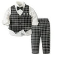 thumbnail image 2 of Xiuong Boys' 4-Piece Formal Suit Set Dress Shirt Vest Pants and Tie Wedding Birthday Party Suit (J,18-24 Months), 2 of 4