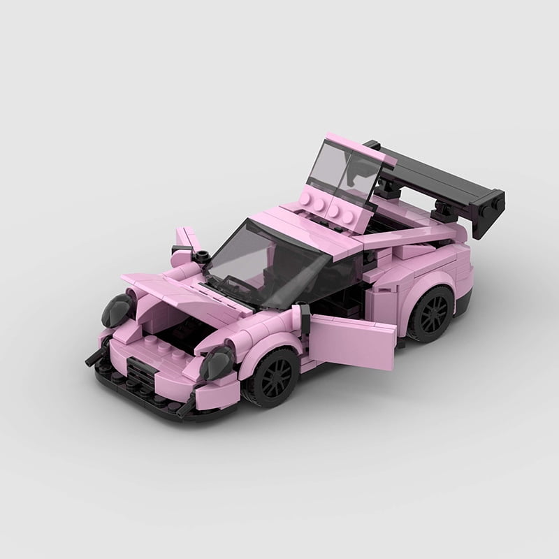 MOC Pink Sports Car Building Set, 1:32 Scale GT3 Race Car Model Kit, Speed Champions Style Collectible Brick Toy for Kids & Adults