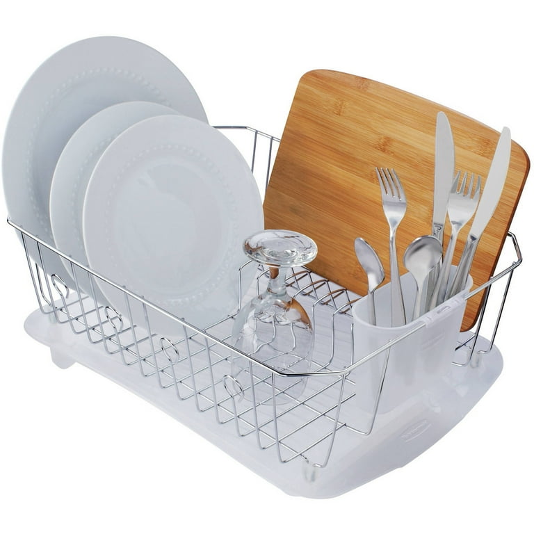 Pianpianzi Rubber Board Small Dish Drainer with Drainboard Wash Caddy Triangle Dish Drying Rack for Sink Corner Roll Up Dish Drying Rack Folding Stainless Steel