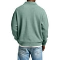 thumbnail image 3 of Domuza Mens Polo Shirts Vintage Waffle Knit Long Sleeve Lapel Button Down T Shirt Fall Winter Casual Stylish Loose Fit Blouse Light Green XL, 3 of 4
