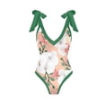 thumbnail image 4 of Womens One Piece Swimsuits Women's Floral Retro Sexy High Waisted Bathing Suit Racerback Bikini Swimsuit Green L, 4 of 6