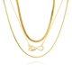 thumbnail image 1 of Juego de Collar JeenMata con 3 Colgantes de Flores Adornadas en Capas Oro Amarillo, 1 of 5