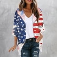 thumbnail image 2 of UVEASISHA Duster Cardigans for Women USA Flag Funny Graphic 3/4 Sleeve Open Front Kimonos Chiffon Loose Fashion Vacation Beach Cover Ups Independence Day Outfits Multicolor M, 2 of 6