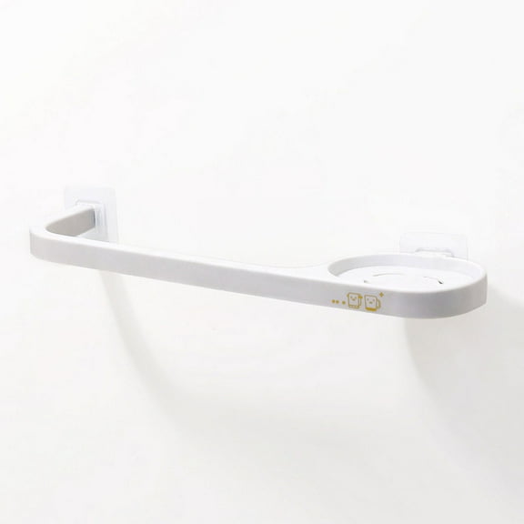 Wall Mounted Towel Rack, Single Bar Bathroom Towel Holder, Adhesive Plastic Storage Shelf for Kitchen & Bath,Plastic Towel Bar,White