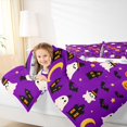 thumbnail image 4 of Homewish Halloween Witch Ghost 7-Piece Twin Bedding,Jack O Lantern House Pattern Bedding Comforter Set,Violet Black,Halloween Reversible, 4 of 8