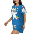 thumbnail image 2 of Naloa Cool Unicorn Star Golden Women's Short-Sleeved Pajama Set, Loungewear, Summer pajamas, Breathable Cozy - Medium, 2 of 9