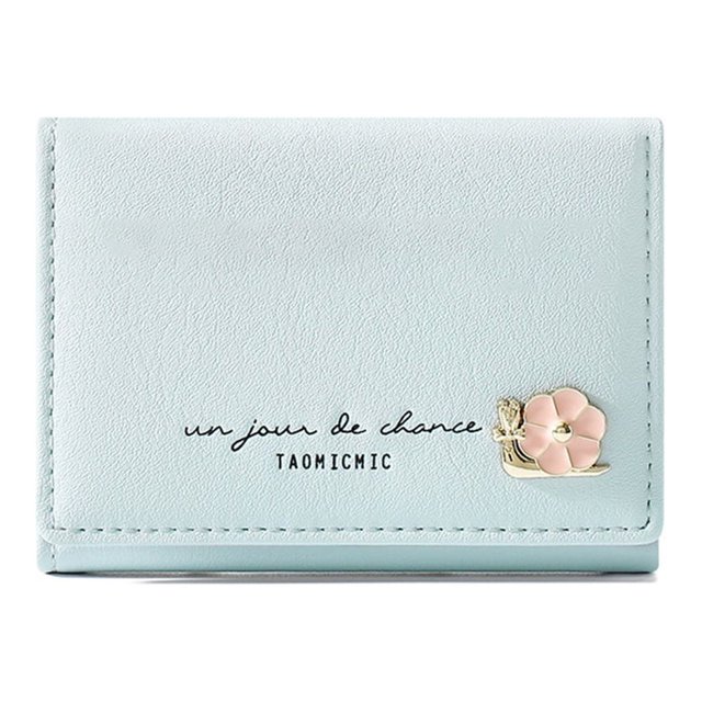 Sonducket Cartera de 3 pliegues para mujer, monedero de cuero, monedero de Color sólido, bonito bolso para tarjetas, bolsillo, soporte para Carteras Azul