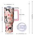 thumbnail image 2 of OBREWU Boston Terrier Dog and Flower Florals Tumbler with Handle and Lid,Boston Terrier Dog and Flower Florals 40oz Double Wall Vacuum Insulated Tumbler,Cups Gift for Women and Men, 2 of 7
