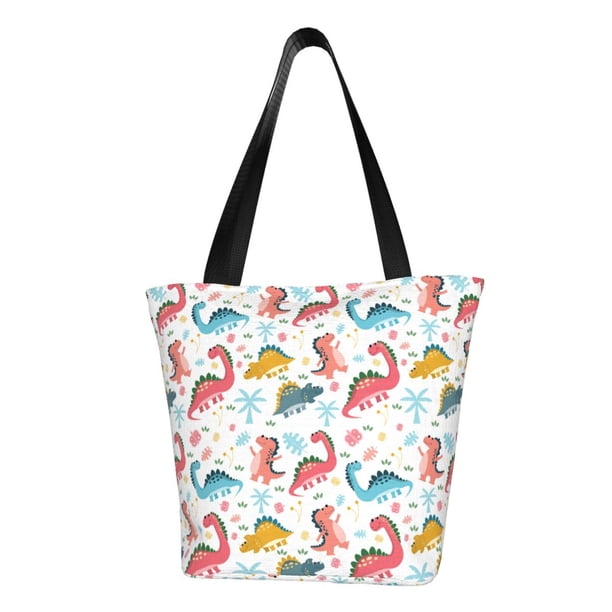 Fotbe Dinosaur Bolsa de Playa con Estampado, Bolsa de Hombro, Bolsa de Mano Espaciosa, Bolsa de Viaje Ligera, Bolsa de Compras Versátil