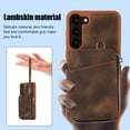 thumbnail image 3 of Dteck Zipper Wallet Case for Samsung Galaxy S23 Plus,Shockproof Leather 5 Card Slots Holder Wrist Crossbody Strap Handbag Protective Kickstand Cover for Galaxy S23+,Brown, 3 of 8