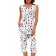 thumbnail image 2 of Women's Pajama Sets Sleeveless Sleepwear Loungewear Summer Sets Pleated Tank Tops And Capris With Pockets Floral Soft Cute 2pcs Plus Size Womens Clothing, 2 of 5