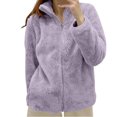 thumbnail image 2 of UngA Women's Fleece Jacket Womens Fuzzy Jacket Hooded Cardigan Open Front Sherpa Coat Outwear with Pockets Purple,XXXL, 2 of 4
