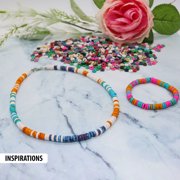 Fun-Weevz 2500 Pcs Round Heishi Beads for Jewelry Making Adults, 15 Flat Ceramic Clay Bead Strands in Assorted Colors