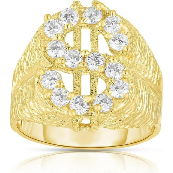 Floreo 10k Yellow Gold and White Gold Dollar Symbol CZ Ring