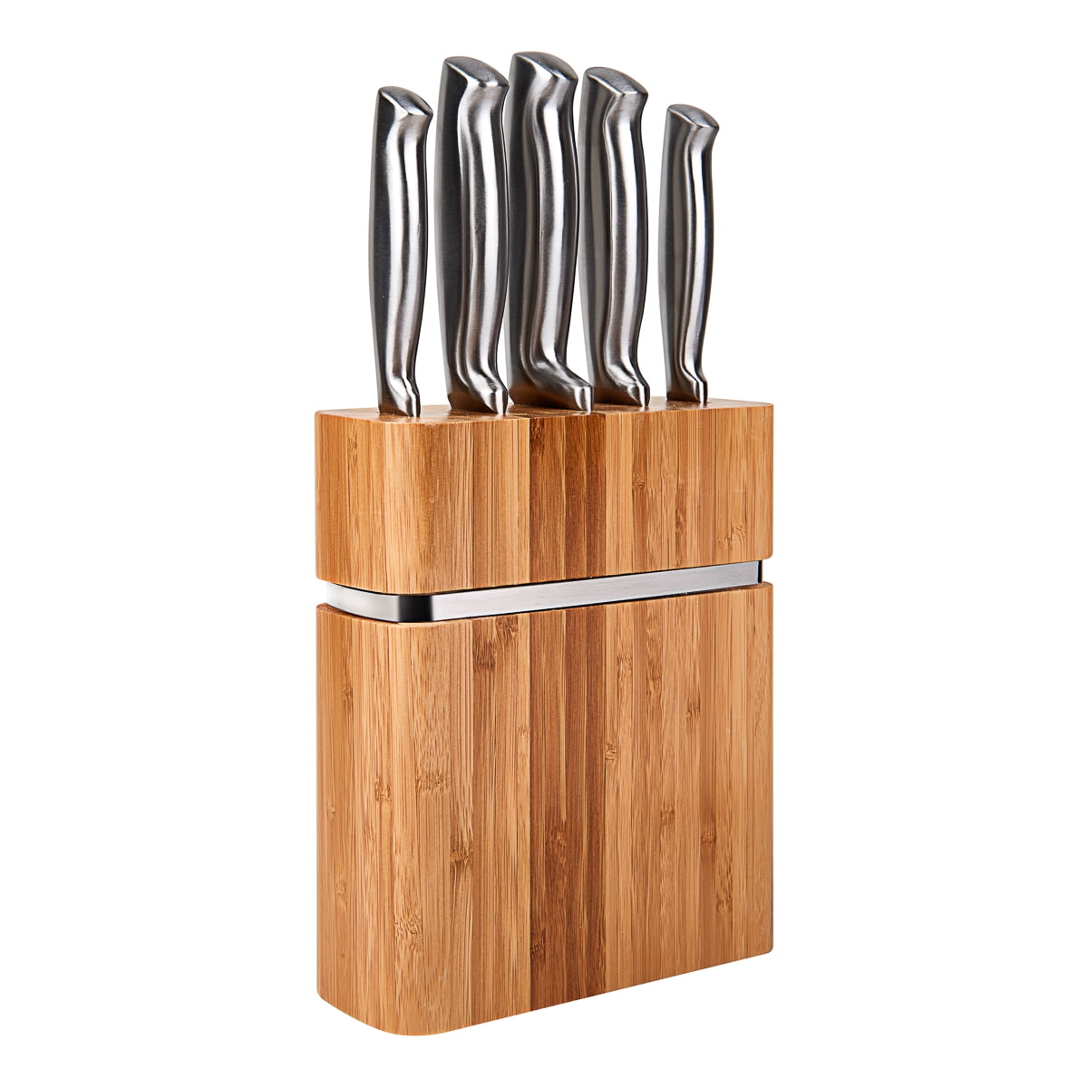 Masterlon Bamboo Kitchen Knife Block Set With Knives Bread Pair Carving