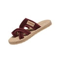 thumbnail image 2 of Women's Slippers Flat Open Toe Slip-On Slides Slippers Women's Fashionable Casual Daily Outdoor Beach Shoes Footwear Wine 39, 2 of 6