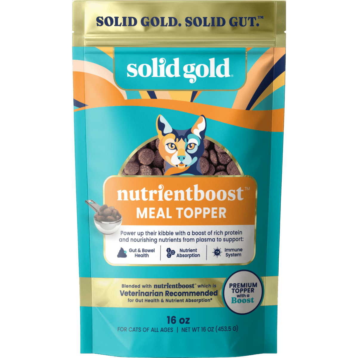 Solid Gold NutrientBoost Meal Topper for Cats - Plasma Infused Grain Free Food Topper Rich in Vitamins Minerals and Amino Acids - 1 Pound