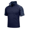 thumbnail image 5 of Tactical Camo Shirts for Men with Short Sleeves and Zipper Collars Featuring Breathable Fabric for Outdoor Hiking Gym Workouts Weekend Adventures Backyard Bbqs Blue XL, 5 of 5