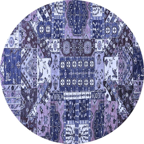 Ahgly Company Indoor Round Southwestern Blue Country Area Rugs, 7' Round