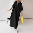 thumbnail image 2 of Kcodviy Robes Maxi Décontractées Amples Unies pour Femmes Robes T-Shirt à Manches Courtes pour Femmes Robe Décontractée, 2 of 4