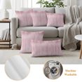 thumbnail image 5 of Outdoor Pillow Covers 18x18 Set of 2, Pink Waterproof Patio Throw Pillow Covers for Couch Sofa Chair, Modern Abstract Art Ombre Striped Decorative Pillowcases for Throw Pillows, 5 of 9