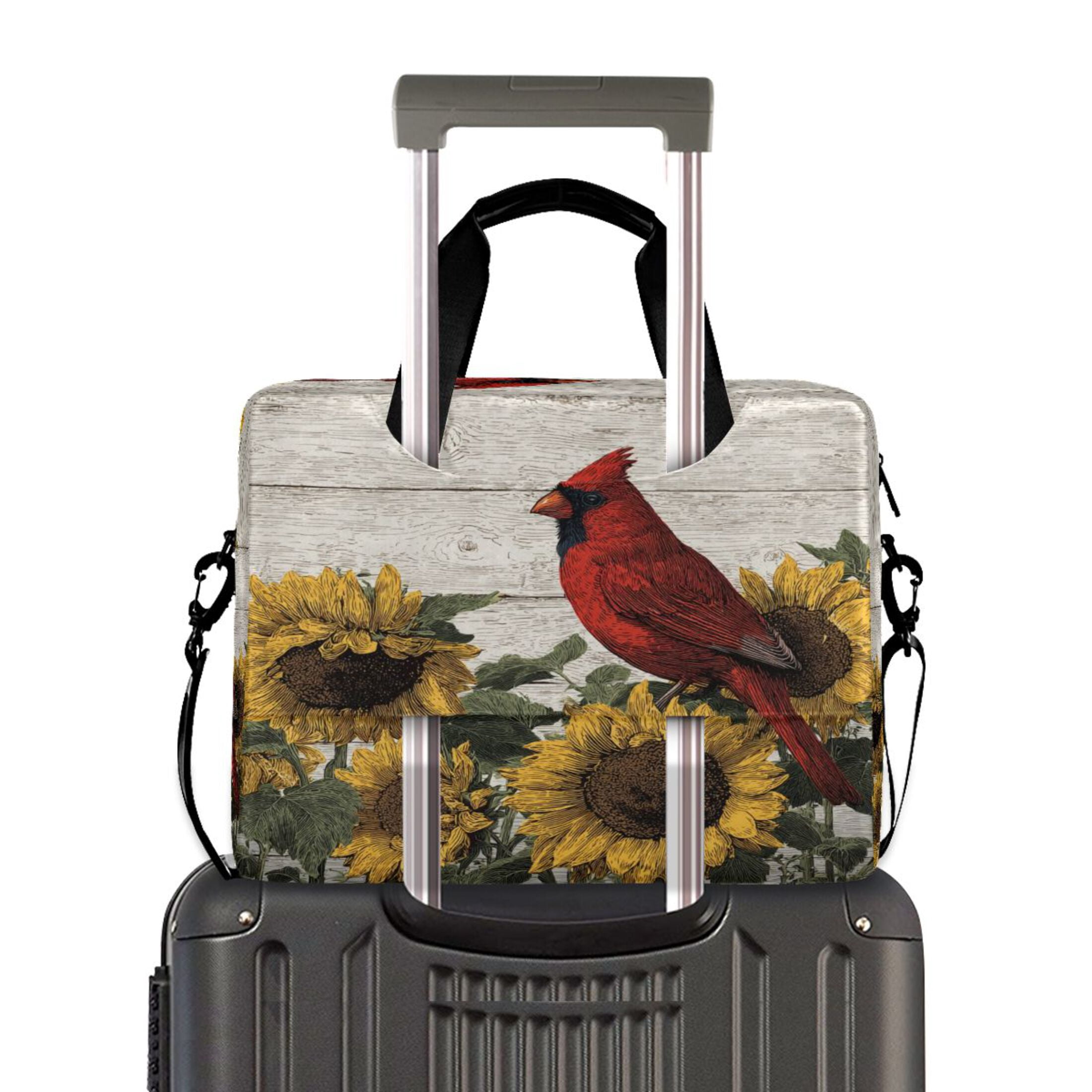 16" Laptop Tote Bag Laptop Sleeve Case Computer Briefcase for Work & Travel Red Bird Sitting on Sunflower