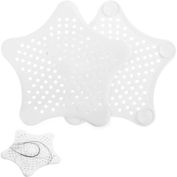coladores de silicona para fregadero de cocina, protector de desagüe con ventosa para ducha, filtro antiobstrucción para bañera y ducha (blanco)