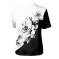thumbnail image 6 of Ink Wash Floral Henley Blouse for Women - Short Sleeve V-Neck Button Down Tunic, Loose Fit Boho Casual Summer Top White L, 6 of 9