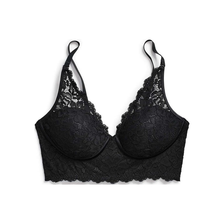 Maidenform Lightly Lined Convertible Lace Bralette Black 34B Women's 