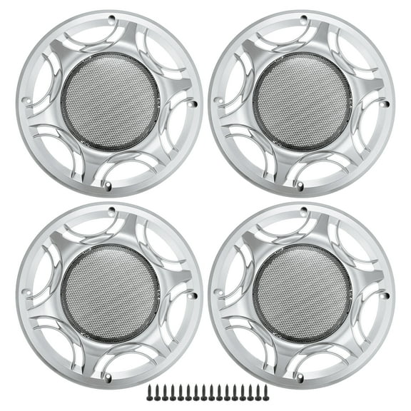 Unique Bargains 4 Pcs 8" Car Speaker Grills Cover Mesh Round Audio Subwoofer Protector with Screws Iron Silver Tone