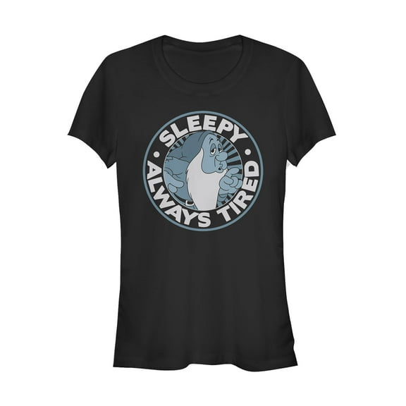 Junior's Snow White and the Seven Dwarfs Always Sleepy Graphic Tee Black X Large