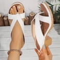 thumbnail image 3 of Rokment Beach Flower Platform Dress High Heels Slipper Sandals for Women Boho Fashion Casual Color Block Leather Chunky Block Heeled Slip on Slides Summer Shoes White Size 9, 3 of 5